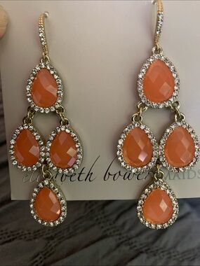Orange Teardrop Crystal Dangle Earrings Elizabeth Bower